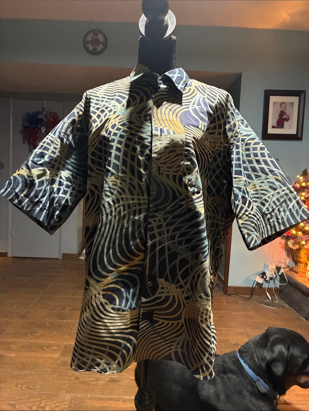 Black and Gold Abstract Swirl Button-Up Shirt